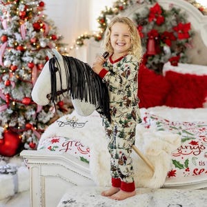 Western Christmas, Cowboy Santa Christmas Pajamas for Adults & Kids | Family Matching Western Holiday PJs with Cowboy Santa Print