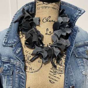 Black Denim Necklace,Scarf Fabric Necklace ,Gift  for her Christmas,Handmade in USA,