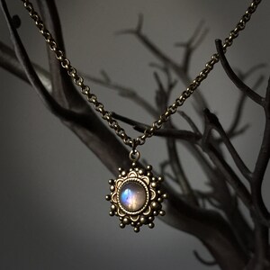 Kira - Mondstein Kette, Antike Mondstein Kette, Mondstein Anhänger, Boho Mondstein Kette, Vintage Mondstein Kette, Gold Choker