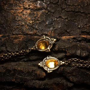 Aria - Antique Gold Citrine Necklace, Citrine Necklace, Citrine Choker, Vintage Citrine Necklace Citrine Pendant, Gothic pendant