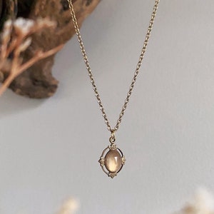 Isla - Gold Rose Quartz Necklace, Rose Quartz Necklace, Rose Quartz Pendant, Antique Rose Quartz Necklace, Heart Chakra Necklace