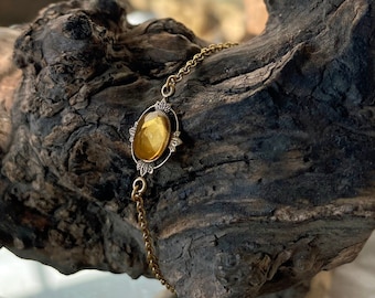 Isla - Citrine Bracelet, November Birthstone Bracelet, Gold Citrine Bracelet, Vintage Citrine Bracelet, Antique Citrine Bracelet