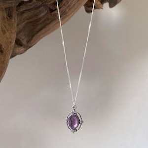 Isla - Silver Amethyst Necklace, Amethyst Necklace, February Birthstone Necklace, Silver Amethyst Necklace, Vintage Amethyst Necklace