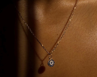Collier mauvais œil en or, collier bleu mauvais œil, collier de protection, collier porte-bonheur, collier à superposition minimaliste, cadeau pour elle, délicat