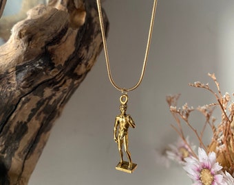 David Michelangelo Gold Necklace, Vintage Michelangelo Necklace, Gold Michelangelo Necklace,  Freedom Necklace, Renaissance Necklace