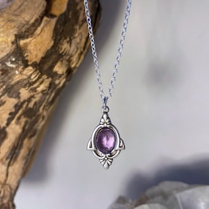 Aria - Antike Silber Amethyst Halskette - Februar Birthstone Amethyst Halskette - Antike Amethyst Anhänger Halskette - Amethyst Halskette