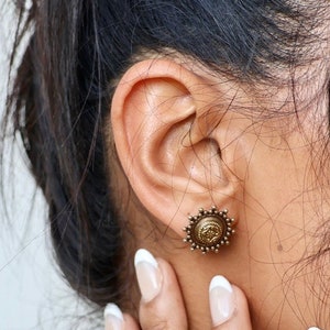 Aurelia - Ethnic Stud Earrings, Brass Studs, Ornate Studs, Boho Earrings, Indian Studs, Gold earrings, Antique Studs, Statement Studs