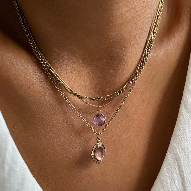 Isla Amethyst Necklace, February Birthstone Necklace, Gold Amethyst Necklace, Vintage Amethyst Necklace, Antique Amethyst Necklace image 3