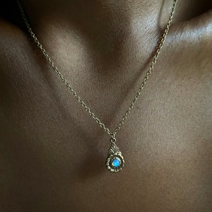 Arabella Antique Gold Opal Necklace Gold Opal Necklace October Birthstone Necklace Antique Opal Pendant Necklace image 2