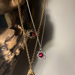 Arabella Antique Gold Garnet Necklace Gold Garnet Necklace Antique Garnet Pendant Necklace, 2nd Anniversary necklace, Valentine's Day image 6