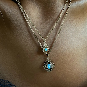 Arabella Antique Gold Opal Necklace Gold Opal Necklace October Birthstone Necklace Antique Opal Pendant Necklace image 5
