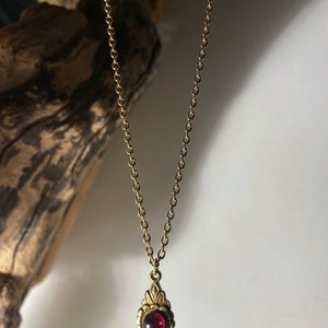 Arabella Antique Gold Garnet Necklace Gold Garnet Necklace Antique Garnet Pendant Necklace, 2nd Anniversary necklace, Valentine's Day image 7