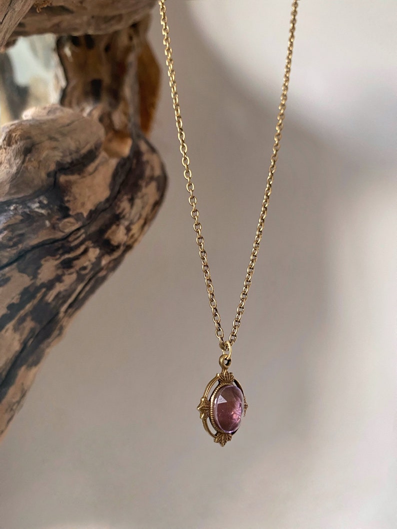 Isla Amethyst Necklace, February Birthstone Necklace, Gold Amethyst Necklace, Vintage Amethyst Necklace, Antique Amethyst Necklace image 4