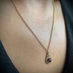 Arabella Antique Gold Garnet Necklace Gold Garnet Necklace Antique Garnet Pendant Necklace, 2nd Anniversary necklace, Valentine's Day image 3