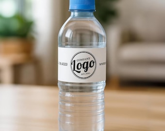 Custom Logo Water Bottle Labels, Waterproof Vinyl Stickers, Business Advertising, Promotional Labels for Events & Trade Shows