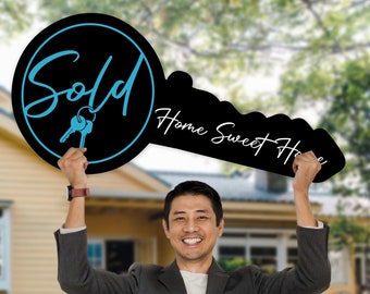 Realtor Social Media Photo Prop, Real Estate Marketing Key, Closing Sign