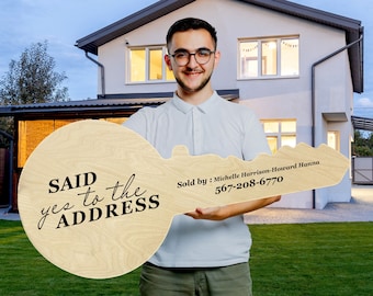 Realtor Sold Key Sign: 36" Photo Prop, Real Estate Marketing