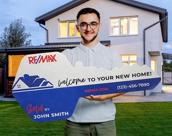Realtor Sold Key Photo Prop: 36" Custom Real Estate Sign