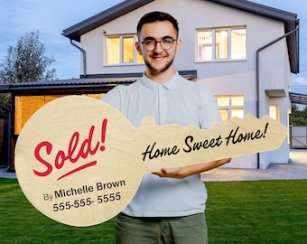 Realtor Sold Key Sign: 36" Photo Prop, Real Estate Marketing