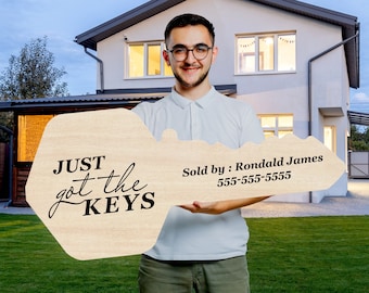 Realtor Sold Key Sign: 36" Photo Prop, Real Estate Marketing