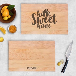 Home Sweet Home Cutting Board, Realtor Logo Gift, Closing Gifts