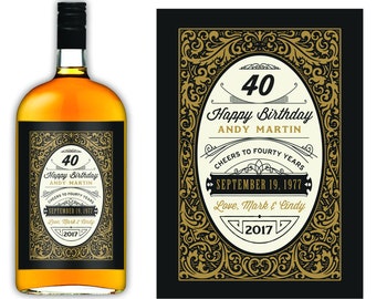 Male Birthday Gift - Custom Whiskey Label - 40th birthday -Birthday Whiskey Labels -Dirty 30 Thirty -21st Birthday -Milestone Birthday Decor