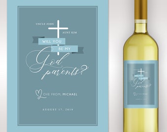 Will You Be My Godparents - Personalized Wine Label - Asking Godparents - Be My Godparents - Proposal New Godparent