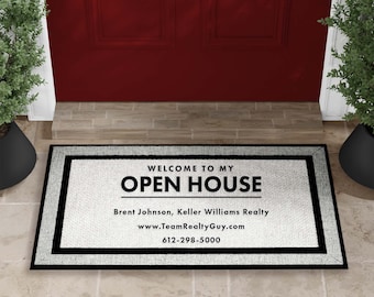 Open House Door Mat - Realtor Open House - Realtor Logo - Personalized Doormat - Custom Doormat