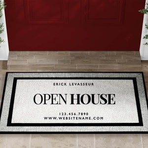 Real Estate Gifts, Modern Open House, Personalized Realtor, Custom Doormat