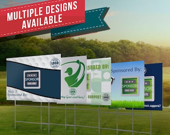 Golf Hole Sponsor Signs, Business Logo Charity Yard Sign, Fundraiser Event