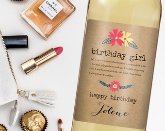Custom Birthday Wine Label - Custom Wine Label - Personalized Wine Label - Birthday Girl Wine Bottle Label - 21st Birthday Dirty Thirty