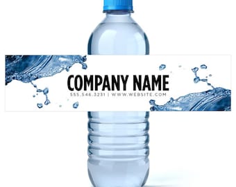 Custom Water Bottle Labels - Water Business Water Labels - Custom Logo Water Bottle Labels - Business Water Bottle Labels