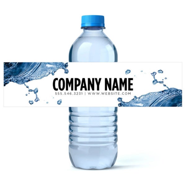 Custom Water Bottle Labels - Water Business Water Labels - Custom Logo Water Bottle Labels - Business Water Bottle Labels