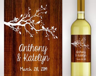 Rustic Wedding Wine Label - Custom Wedding Gift- Personalized Wine Label - Rustic Wedding Favors - Wedding Labels - Bridal Shower Decor