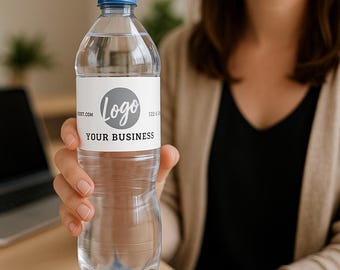 Custom Logo Water Bottle Labels, Waterproof Vinyl Stickers, Editable Design Tool, Business Branding for Events & Trade Shows