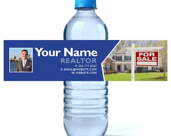 Real Estate Business Water Labels - Custom Water Bottle Labels - Custom Logo Water Bottle Labels - Business Water Bottle Labels