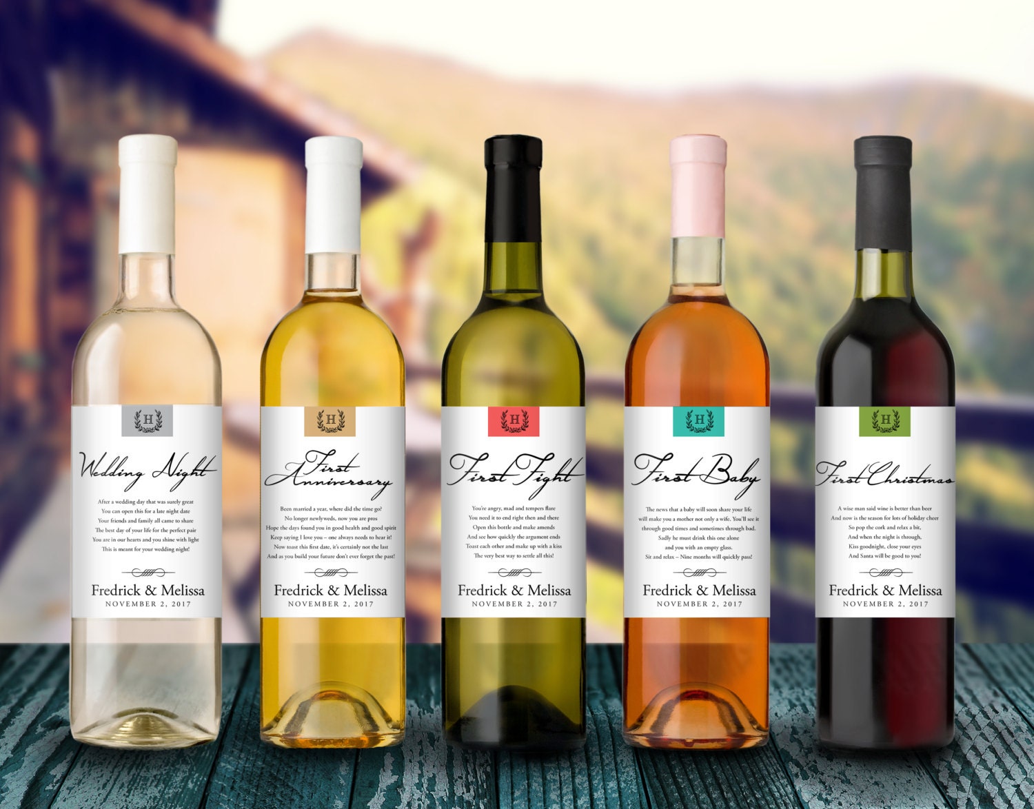 Wedding Milestones Wine Label - Custom Wine Label - Personalized Wine Label - Wedding Wine Bottle Label