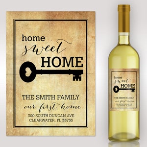 Real Estate Agent Closing Gift - Housewarming Gift -New Home Wine Label - Custom Wine Label- Personalized Housewarming Gift