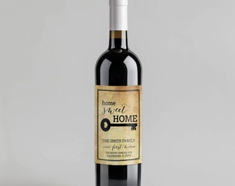 Personalized Housewarming Wine Label: Real Estate Closing Gift