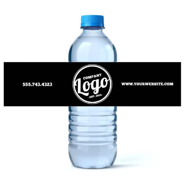 Custom Water Bottle Labels - Your Business Logo or Design - Custom Logo Water Bottle Labels - Business Water Bottle Labels