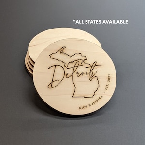 Custom Engraved Wood State Coaster: City Map Coasters