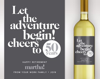 EDITABLE Retirement Gift Printable Wine Label INSTANT - Etsy