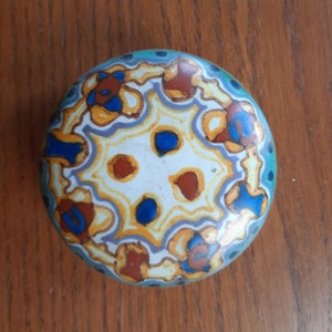 Gouda small covered dish, pin dish, Plateelbajkerij Zuid Holland, 1919, antique, PZH