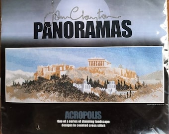 John Clayton counted cross stitch kits from Heritage Crafts Stitchcraft, choice, pyramids, Acropolis, Hard Frost, Ford Way, International