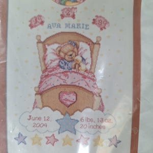 Nursery Decor counted cross stitch kits, vintage, choice, Baby Steps Birth Record, Babies Don&#39;t Keep, Blossom Bear
