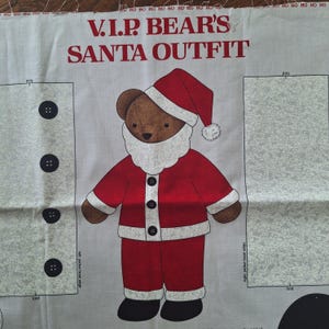 VIP Bear's Christmas Outfits, fabric panels, choice, Christmas Angel, Santa, cut and sew