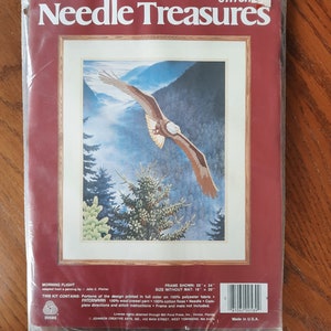 Morning Flight crewel embroidery kit, Needle Treasures, Eagle in Flight