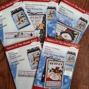Merry Christmas Banner Pattern of the Month, Counted Cross Stitch, Pattern, Stoney Creek, 2016, Individual Months, some with buttons