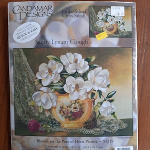 Sandy Lynam Clough, embellished cross stitch kit, Candamar Designs, Blessed are the Pure of Heart, 51219