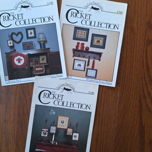 Early Cricket Collection counted cross stitch patterns, Collection no. 1, collection no. 2, collection no. 6, Cross-Eyed Cricket